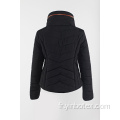 manteau noir matelassé avec col montant pour dame